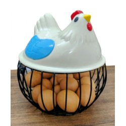 Round Metal Egg Collecting Basket Vintage Style Countertop Storage Container Holder Fruit Bin