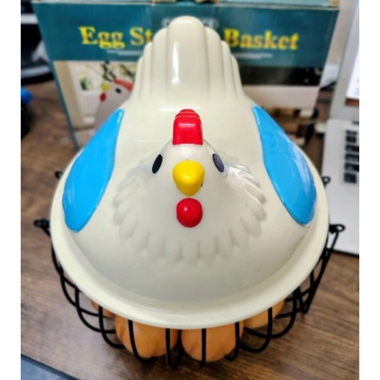 Round Metal Egg Collecting Basket Vintage Style Countertop Storage Container Holder Fruit Bin